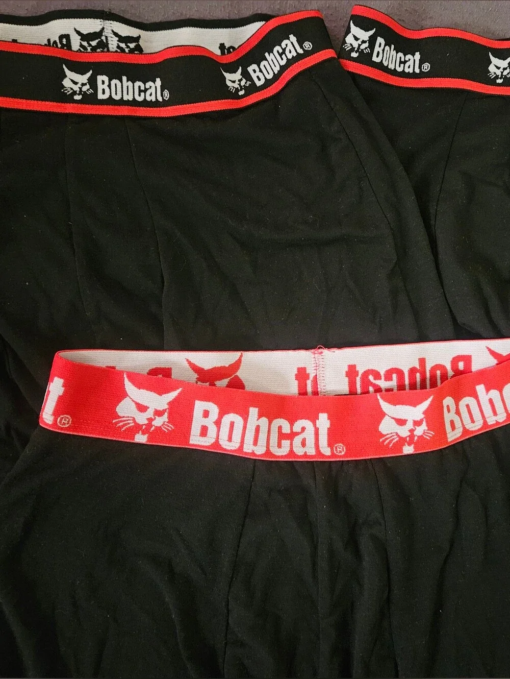 3 Men’s Black Boxer Briefs with Red Logo Waistband Small